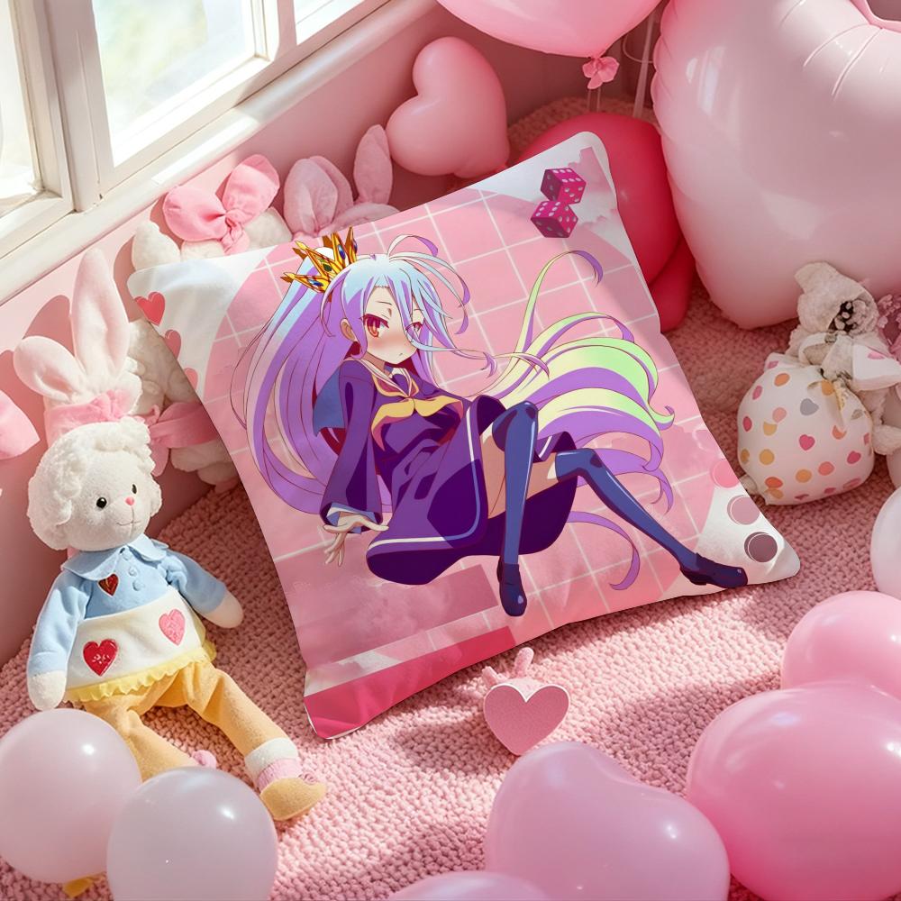 No Game No Life Anime Cushion Cover Pattern Printed Pillowcase for Living Room Sofa Cushion Cover & Bedroom Decor