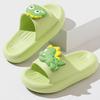 Boys Girls Slippers Summer Comfortable Cartoon Dinosaur Open Toe Non- Shoes Toddler Soft Shower Flip Flops,Green,3.5-4 Years