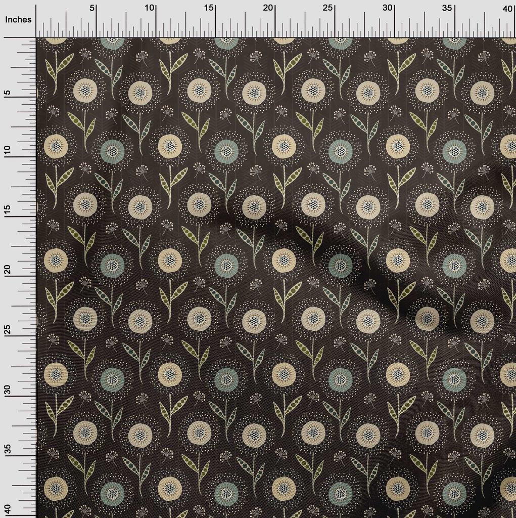 oneOone Cotton Poplin Brown Fabric Dotted Floral Diy Clothing Quilting Fabric Print Fabric By Yard 42 Inch