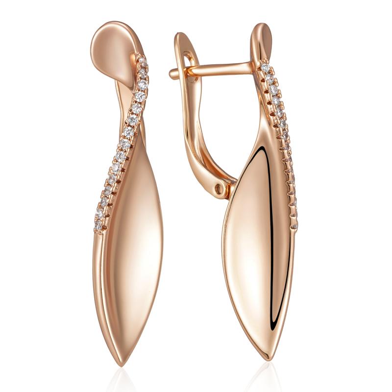 

Trend Rose Gold Color Glossy Drop Earrings For Women Fashion Creative Natural Zircon Unique Romantic Daily Jewelry
