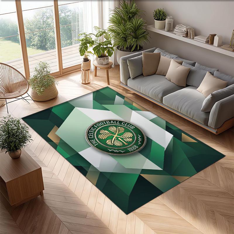 Tappeto Morbido Antiscivolo per Interni con Motivo Calcio Celtic FC, Tappetino Decorativo Sportivo per Camera da Letto