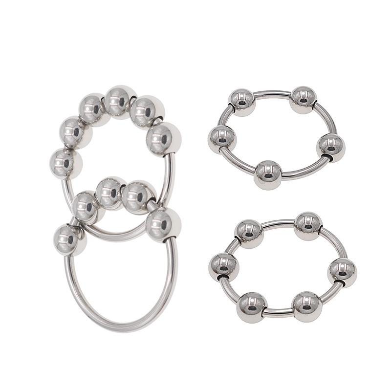 Stainless Steel Multiple Beads Sex Rings Penis Lantern Ring Prepuce Blocking and Strengthening Essence Assisting Emotion Stimulation Alternative