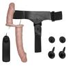 Strap-On vibrasjon Realistiske dildoer Justerbar stroppløs stropp på to dildoer Silikon G-punkt stimulering sexleketøy for par lesbisk fjernkontroll