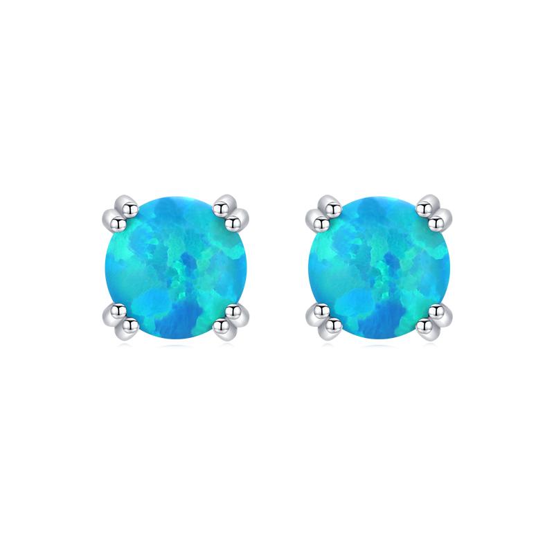 MODIAN 925 Silver Fashion Stylish Natural Opal Stud Earrings For Women Girl Fine Jewelry Anniversary Gifts Accessories