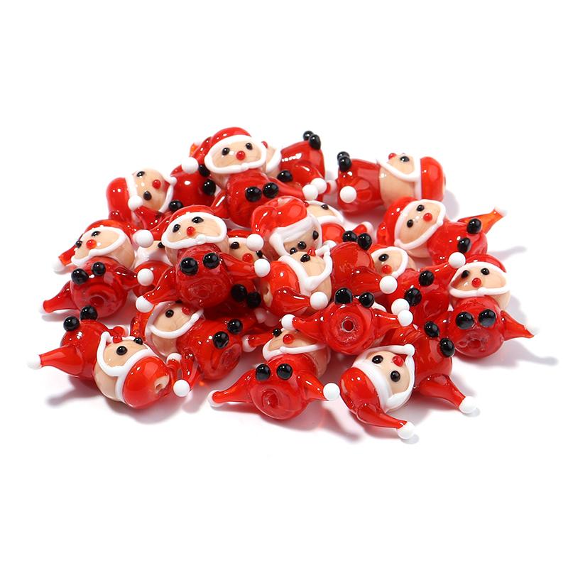 2Pcs Christmas Collection Lampwork Loose Beads Christmas Tree Santa Claus Snowman Shaped Beads For DIY Bracelet Jewelry Gifts
