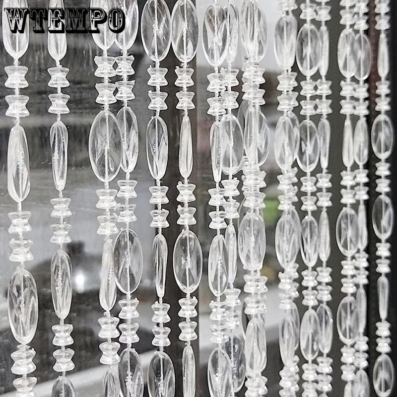 WTEMPO Cortinas de Contas Divididas Transparentes Claras Portas Cortinas de Contas Penduradas Cortinas de Cordão de Contas Borla Cortinas de Contas Divisória de Ambiente Decorações de Tela