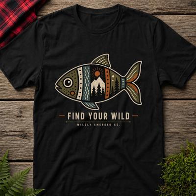 Fish Graphic Tee — "Find Your Wild" Nature Adventure T-Shirt