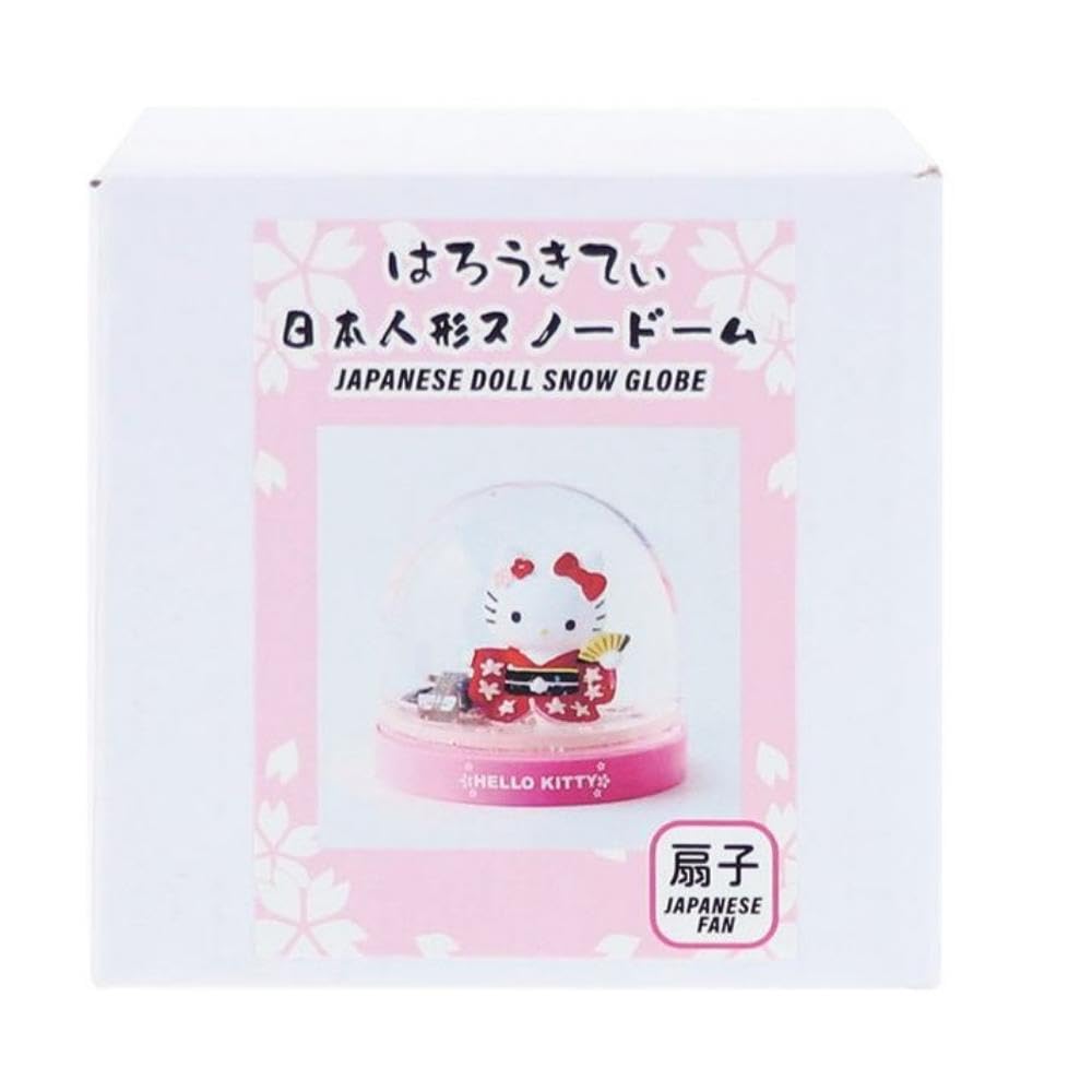Telacoya Snow Globe Hello Kitty Japanese Doll Folding Fan X X KT04-A Size W8.5 D8.5 H8.5cm