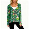 Women's Fashion Long Sleeve Christmas Snowman Snowflake Print Jacket Cardigan