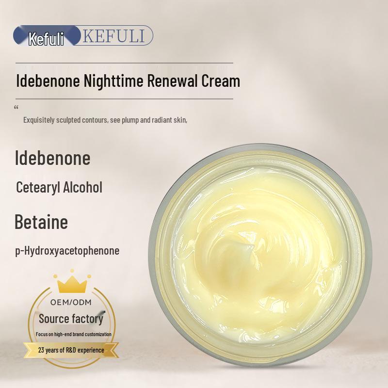 Idebenone Night Cream: Repair Barrier, Brighten Tone, Moisturize, Hydrate with Ergothioneine