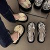 2025 Summer New Fairy Style Bow Gentle Platform Sandals Women Wear Fashionable Versatile One-word Cool Slippers
