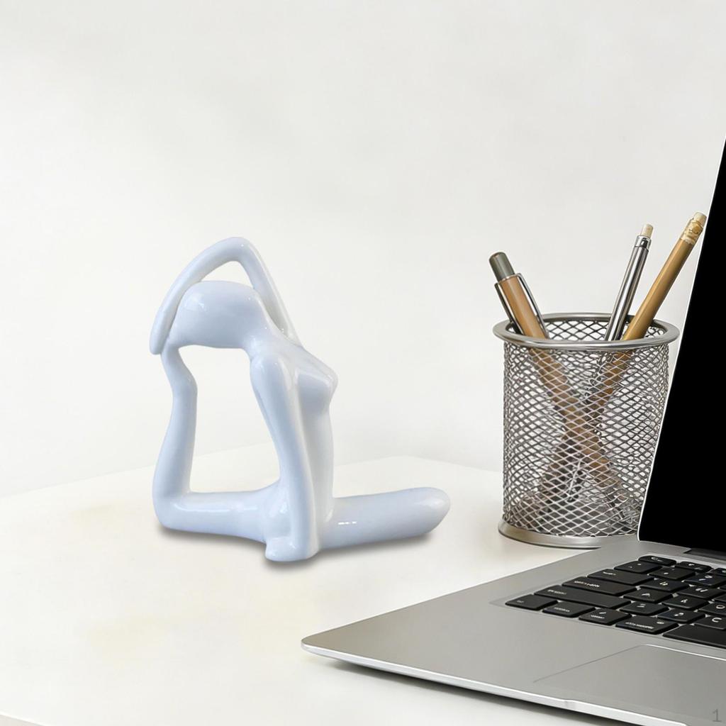 Ceramic Statue Art Sculpture Decor Small Figurine Meditation for Cabinet Desktop Shelf