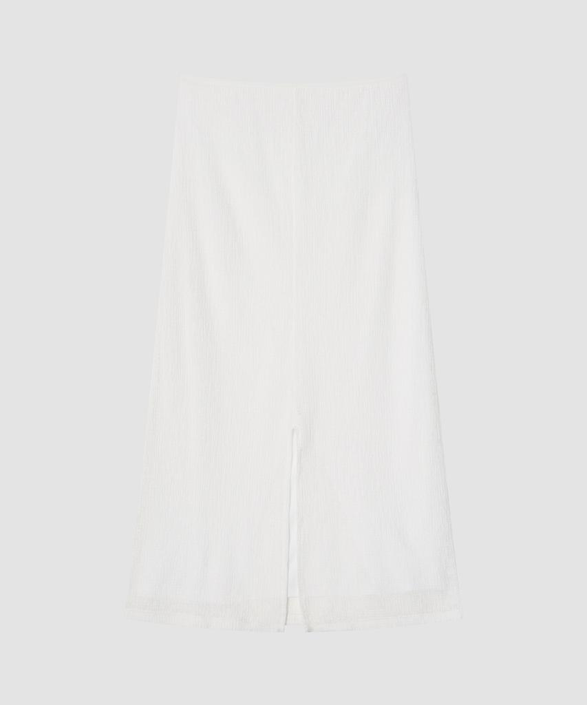 Deolil Wavy Linen Long Skirt_Ivory