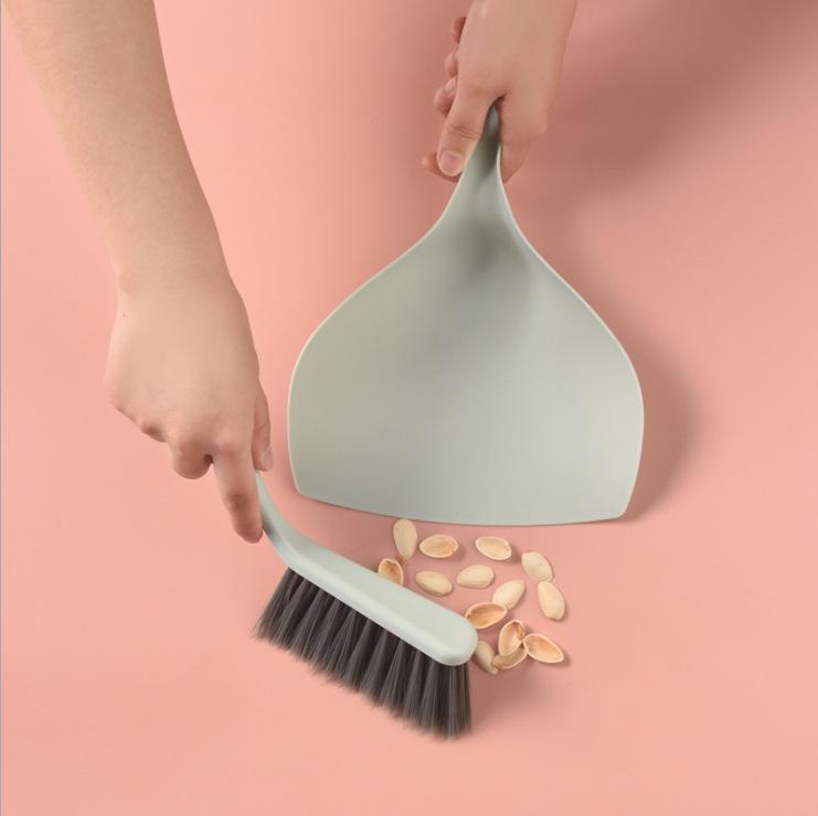 Compact Broom & Dustpan Set, Desktop Sweeper for Hair & Dust, Small Plastic Cleaning Tools