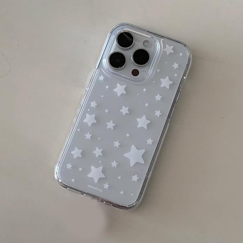 Mode Korea INS Vita Stjärnvingar Fodral för iPhone 16 Pro 15 14 13 12 11 Promax Plus Lyxigt Högkvalitativt Minimalism Baksidesfodral