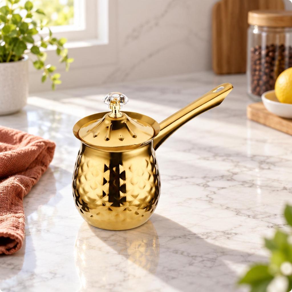 Stainless Mini Cooking Pot Lidded Hammered with Lid Colored 200ML