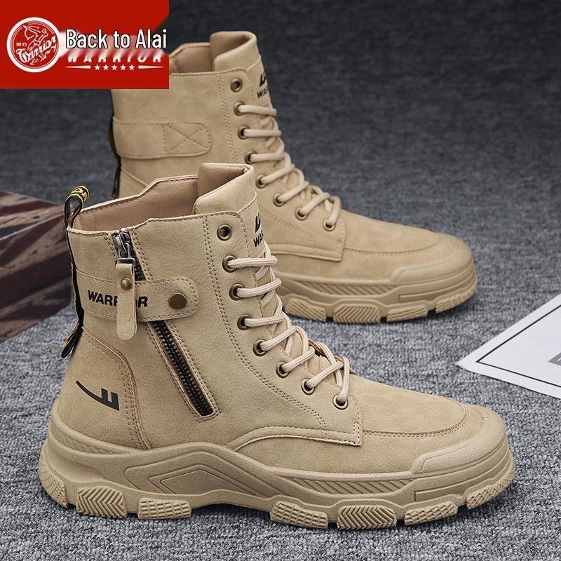 Warrior Martin Men s High Top British Style Desert Boots - Height Increasing Autumn Winter Outdoor Hiking & Motorcycle Footwear 40