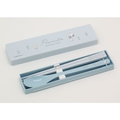 OSK Set Tacâmuri Peanuts Everyday Snoopy, Lingură și Bețișoare Combinate cu Capac Silențios de Tragere, Fabricat în Japonia, Sigur pentru Mașina de Spălat Vase, Antibacterian, Elegant și C