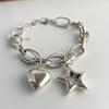 100% Solid 925 Sterling Silver Retro Bracelet for Women Men Vintage Handmade Heart Star Tassel Patern Bracelet Birthday Gift