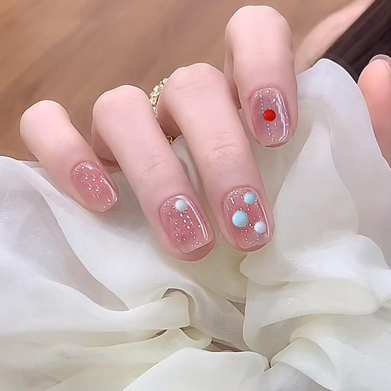Fashionable Summer Nail Art With 3D Resin Nail Decorations With Colorful Polka Dots And 3D Resin For Summer Dopamine Aesthetic