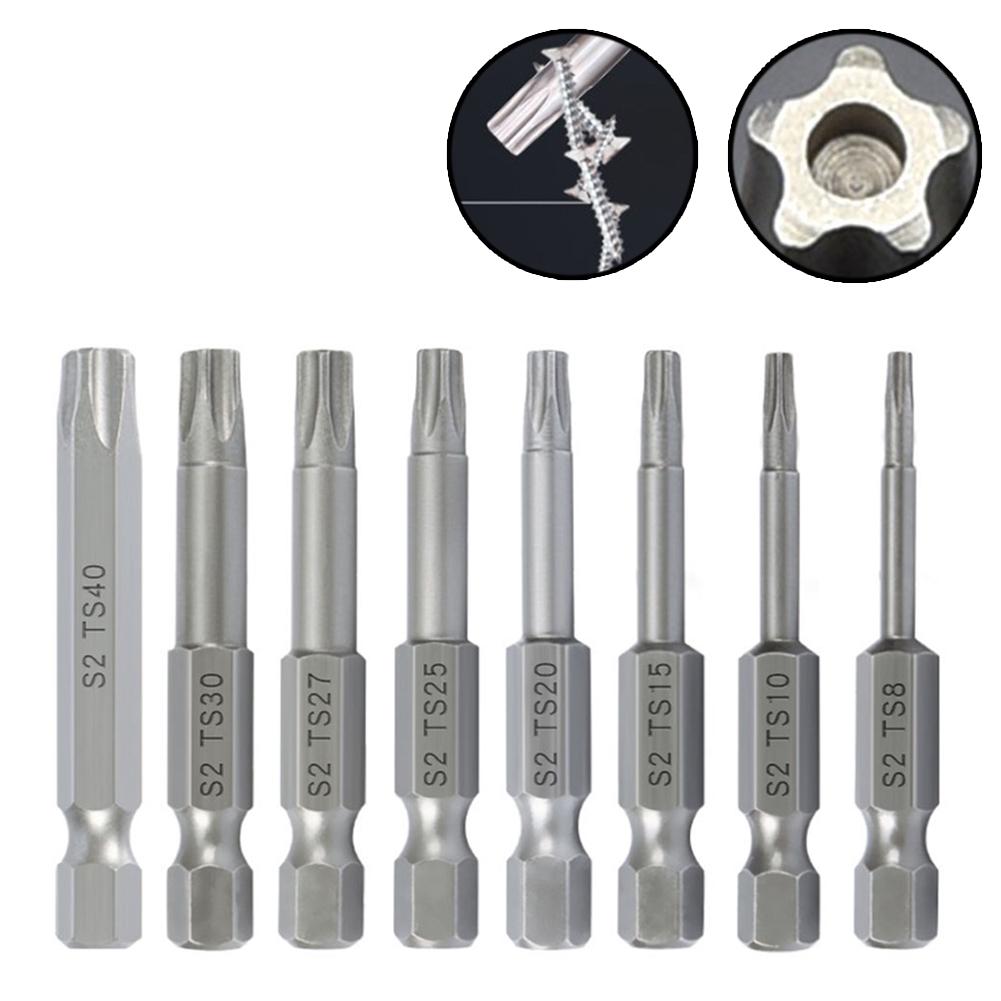8Pcs 50mm 1/4 Hex Shank Screwdriver Bits Magnetic Five-Point Torx Screwdriver Bits Set T8-T40 Electric Security Drill Wrench