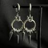 Gothic Punk Double Ring Stainless Steel Earrings with Rivet Spikes for Women