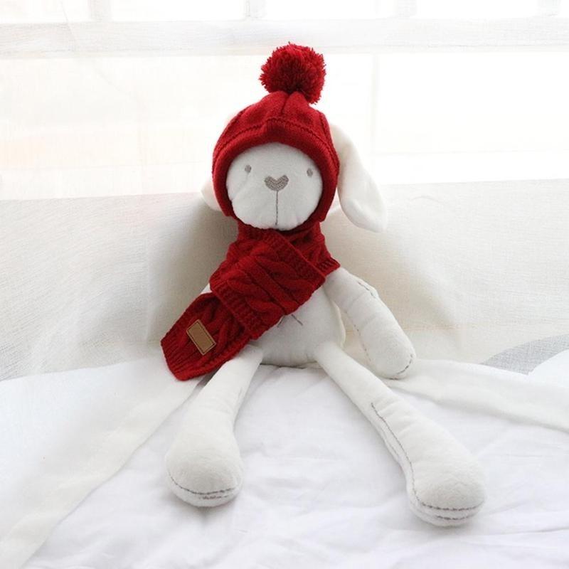 Haustier Hund Winter Warm Streifen Strickmütze + Schal Kragen Welpen Teddy Kostüm