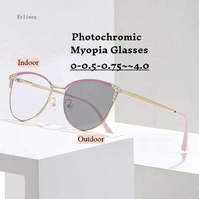 Gafas Sensibles al Cambio de Color Anti Luz Azul Montura Grande Ultraligeras Lentes Planas Gafas de Sol para Miopía Gafas Fotocromáticas Hasta -4.0