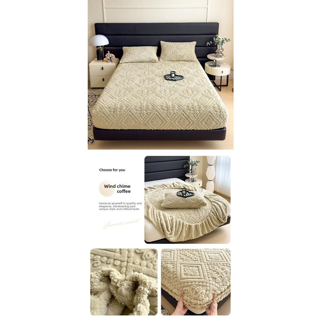 Carved Velvet Thick Winter Bed Sheet Jacquard Tafu Velvet Bed Cover Simmons Mattress Protective Cover