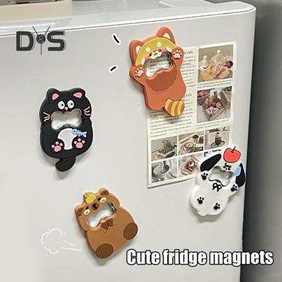 Beer Bottle Opener Magnet Cute Animal Cat Dog Panda Shape Bottle Cap Opener Fun Kitchen Gadget Practical Bar Accessory