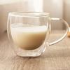 8oz 11oz Coffee Cups with Handle Creative Double-layer Heat-resistant Cup Creative Tea Mug Water Bottles Transparent Coffeeware