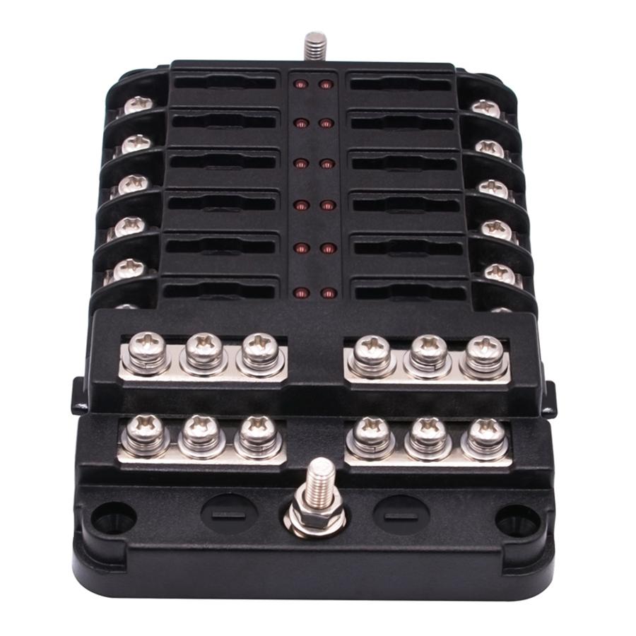 12-Way Blade Fuse Box Block with Indicator