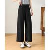 TERRE BLEUE Women's Loose Fit Linen Blend Cropped Wide-Leg Pants