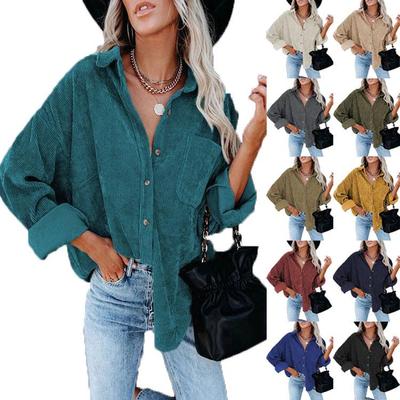 Women's Solid Color Corduroy Lapel Jacket: New Autumn/Winter Casual Shirt