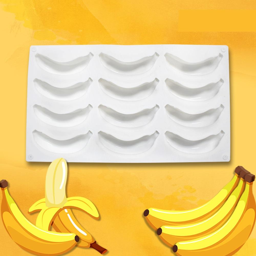 6/12-Holtes Banaan Mousse Taart Siliconen Vorm Chocolade Pudding Dessert Franse Patisserie Bakvorm Creatieve DIY Kaarsvorm