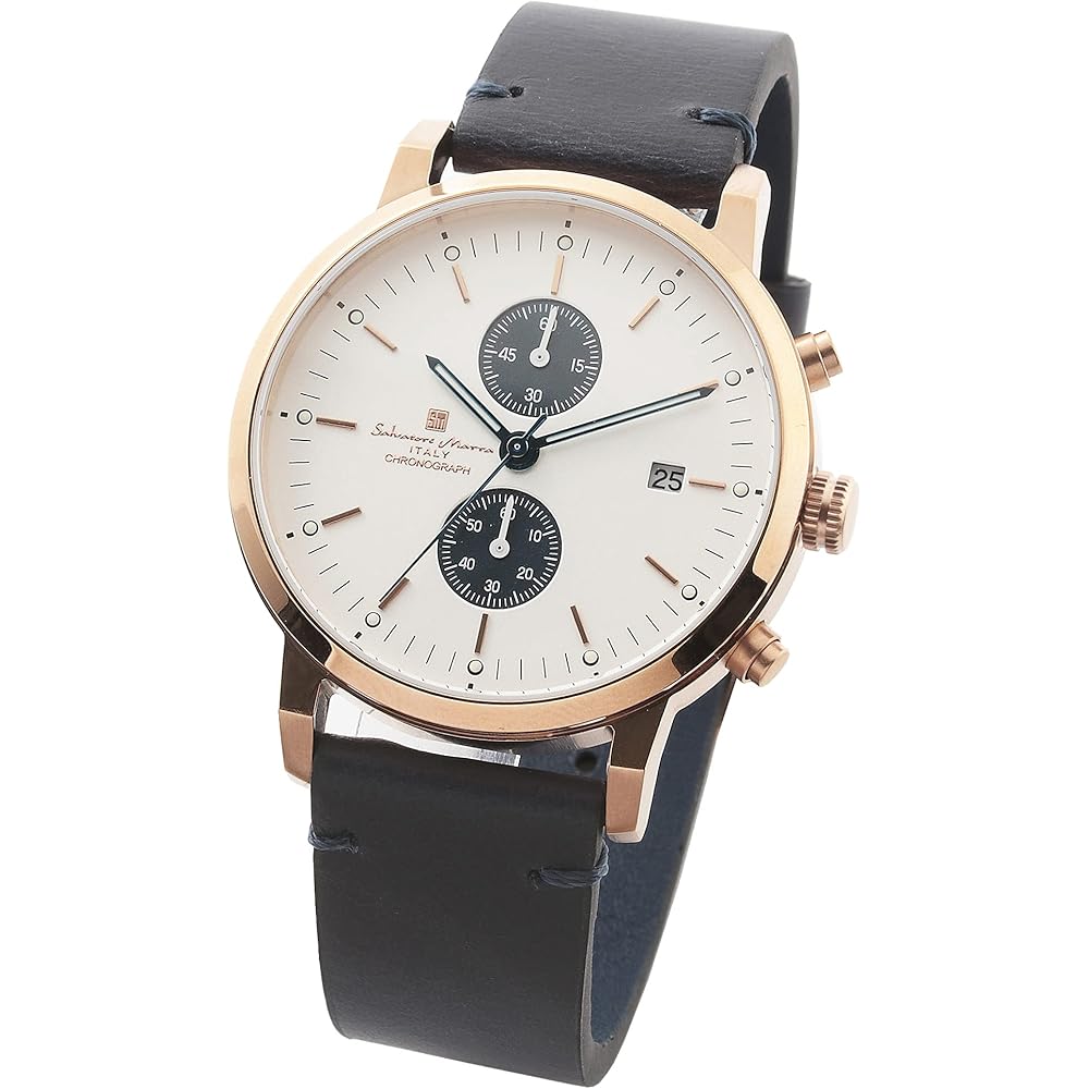 Salvatore Marra Unisex Simple Thin Analog Quartz Watch Pink Gold White Leather Strap