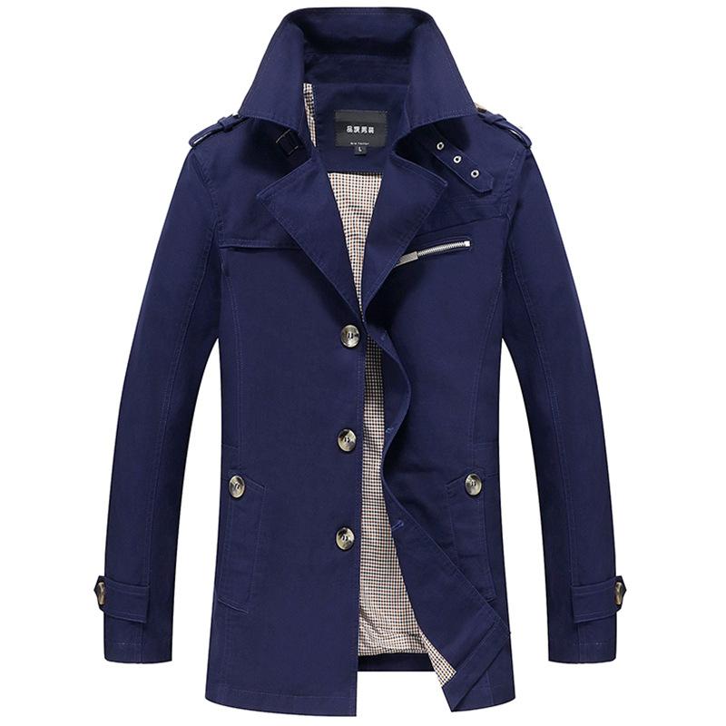 Giacca casual da uomo primaverile e autunnale Giacca a vento di media lunghezza Cappotto taglie forti