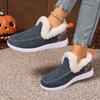 New winter women's cotton shoes with fleece and thickened burrs to keep warm, flat bottom and one pedal cotton shoes for women