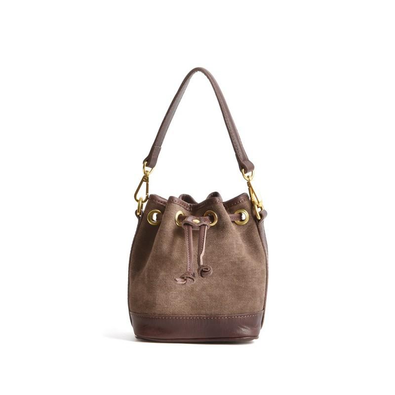 Simple Fashionable Leather Light Luxury Shoulder Crossbody Bag Bucket Trendy Design Drawstring Handbag Women 14x10.5x17cm