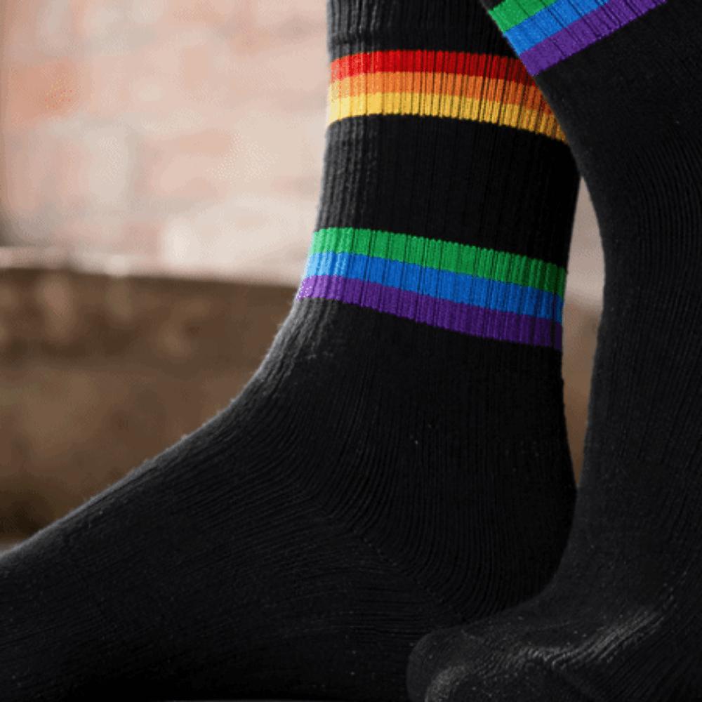 2PCS Rainbow Stripe Striped Socks Cotton Sports Running Socks Durable Running Socks Running