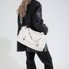 Faux Leather Duffel Bag Women's Fashion Shoulder Tote with Front Zip Pocket