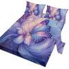 Butterfly Flowery 4 Piece Bed Sheet Set, Including 1 Flat Bed Sheet, 1 Super King Size Bed Sheet, 2 Pillow Cases (Animal, Home)