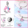 Copper Cute Cat Claw Pink Charm Beads For 3Mm Original Bracelet Diy Fine Jewelry Making