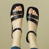 Mode Mode Vielseitiger Damenschuh Sommer Neu Quadratische Zehenpartie Flache Schuhe Komfort Rutschfest Damen Sandalen Einfache Weichbesohlte Damen Römerschuh