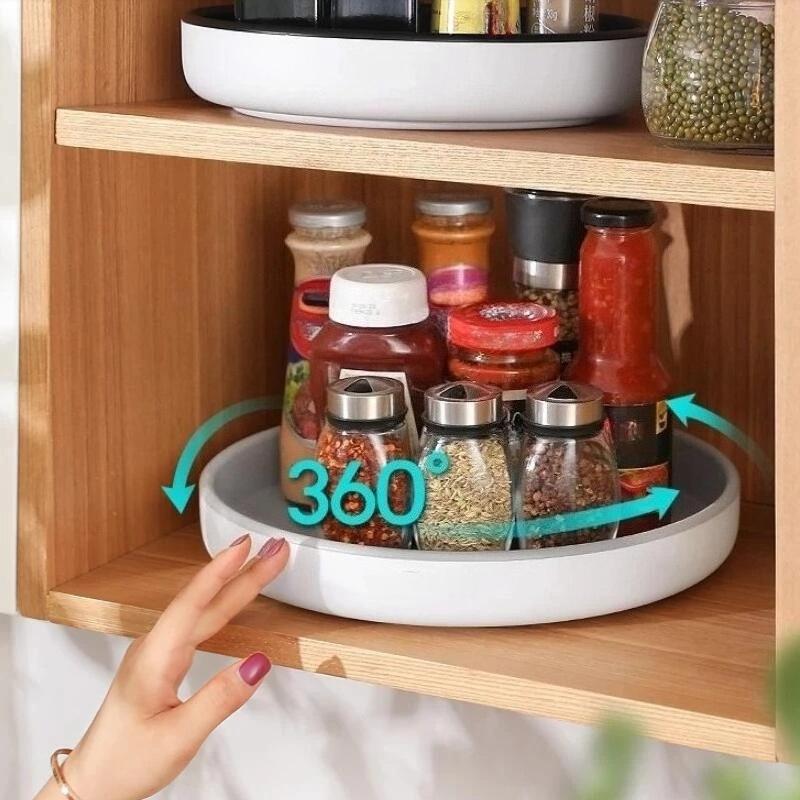 Multi-functional Rotary Kitchen Condiment Bottle and Fruit Tray, Finishing Storage Rack, Shelf Storage Trays Organization