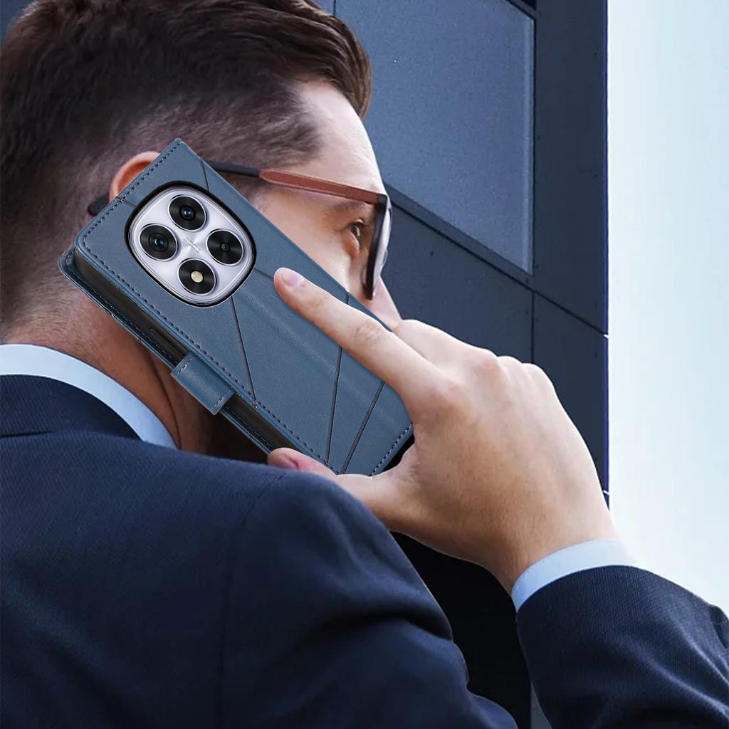 DF-06 For Xiaomi Redmi Note 14 Pro 5G/Poco X7 5G Phone Case Line Imprint Leather Wallet Cover