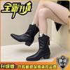 Retro Pointed Thick Heel Short Boots Women's Fashion 2025 New Autumn and Winter Design Western Cowboy Boots Thin Boots