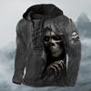 Men's Black Grim Reaper Skull 3D Print Hoodie Lace Up Front Hooded Sweatshirt