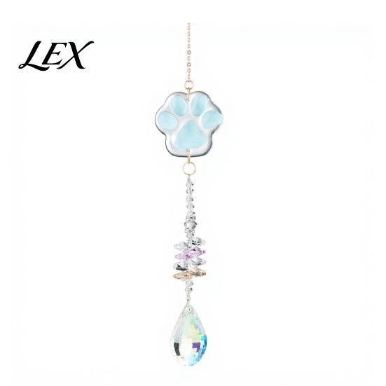 Crystal Rainbow Reflector Cat Paw Wind Chimes, Suncatchers for Windows Hanging, Water Drop Pendant Prism Maker Indoor Outdoor Home Garden Decor Cute