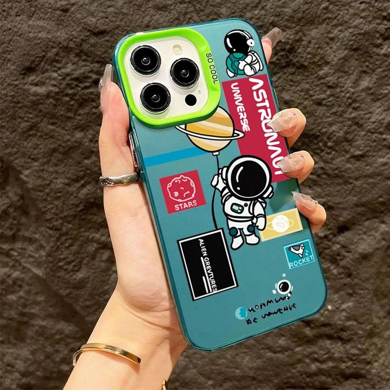 Cartoon Astronaut Design TPU Basic Case for iPhone 17 Air 16 Pro 15 14 13 12 11 Pro Max XS X XR 7 8 Plus Matte Hard Back Cover